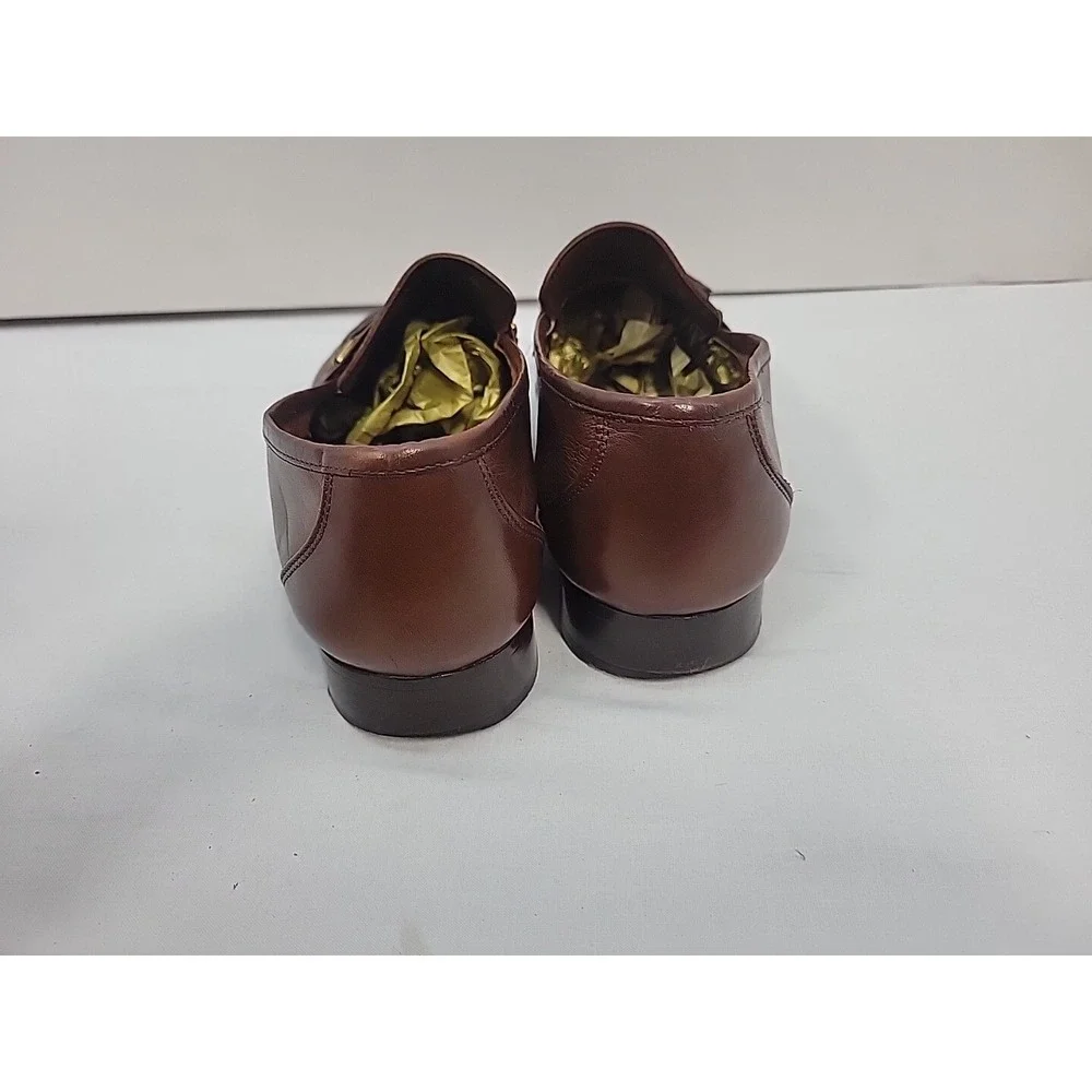 Brass Boot Mens 8.5M Brown Leather Moc Toe Tassel Slip On Loafers 82344